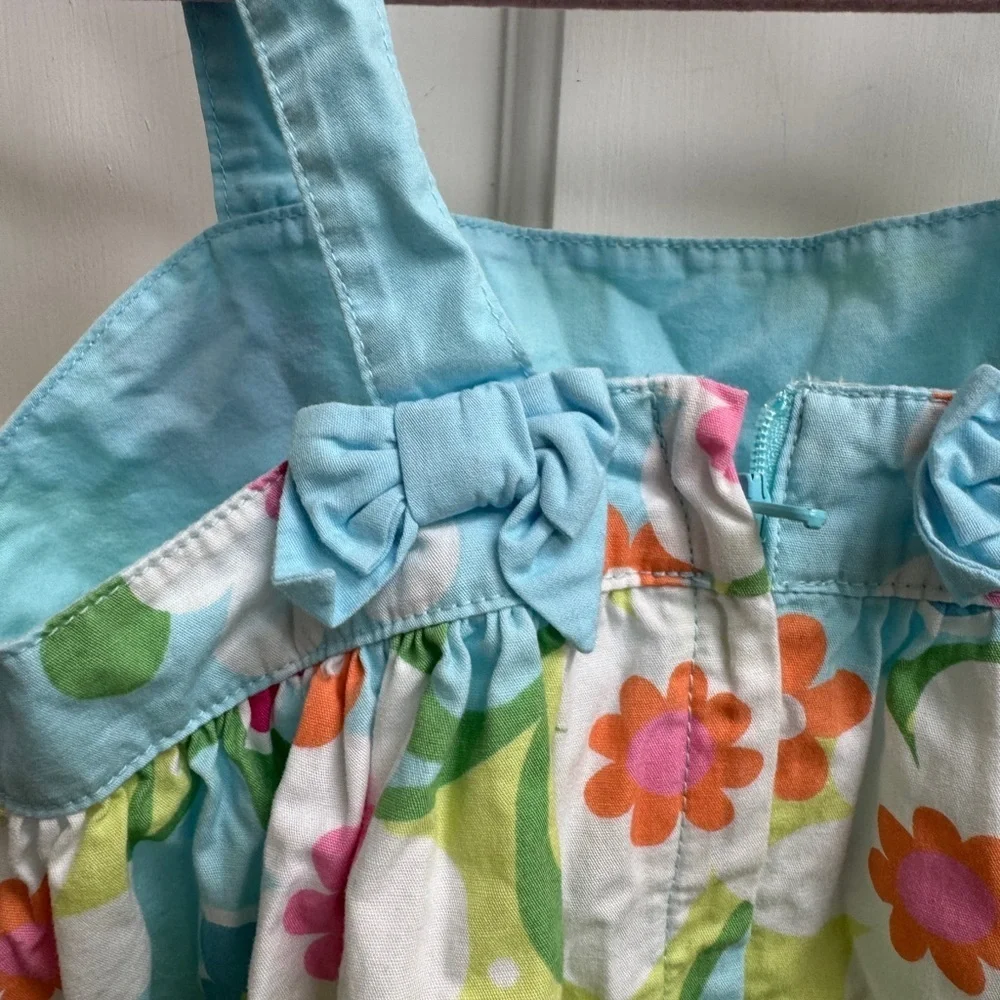 Gymboree 3T Girls Floral Dress with Blue and Pink Sleeveless Dress